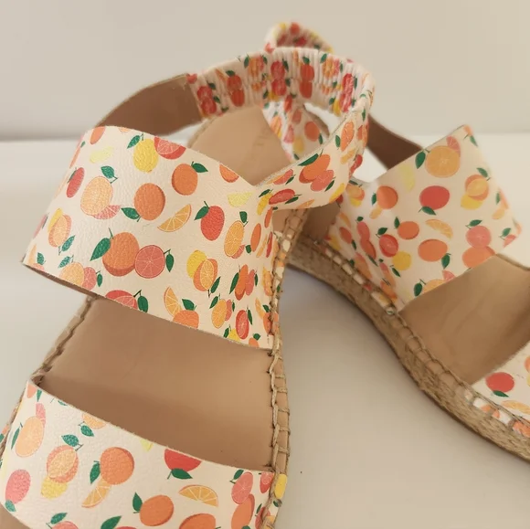 Cole Haan Pinch Maine Citrus Orange Fruit Espadrille Sandals Size 8 - Picture 2 of 9